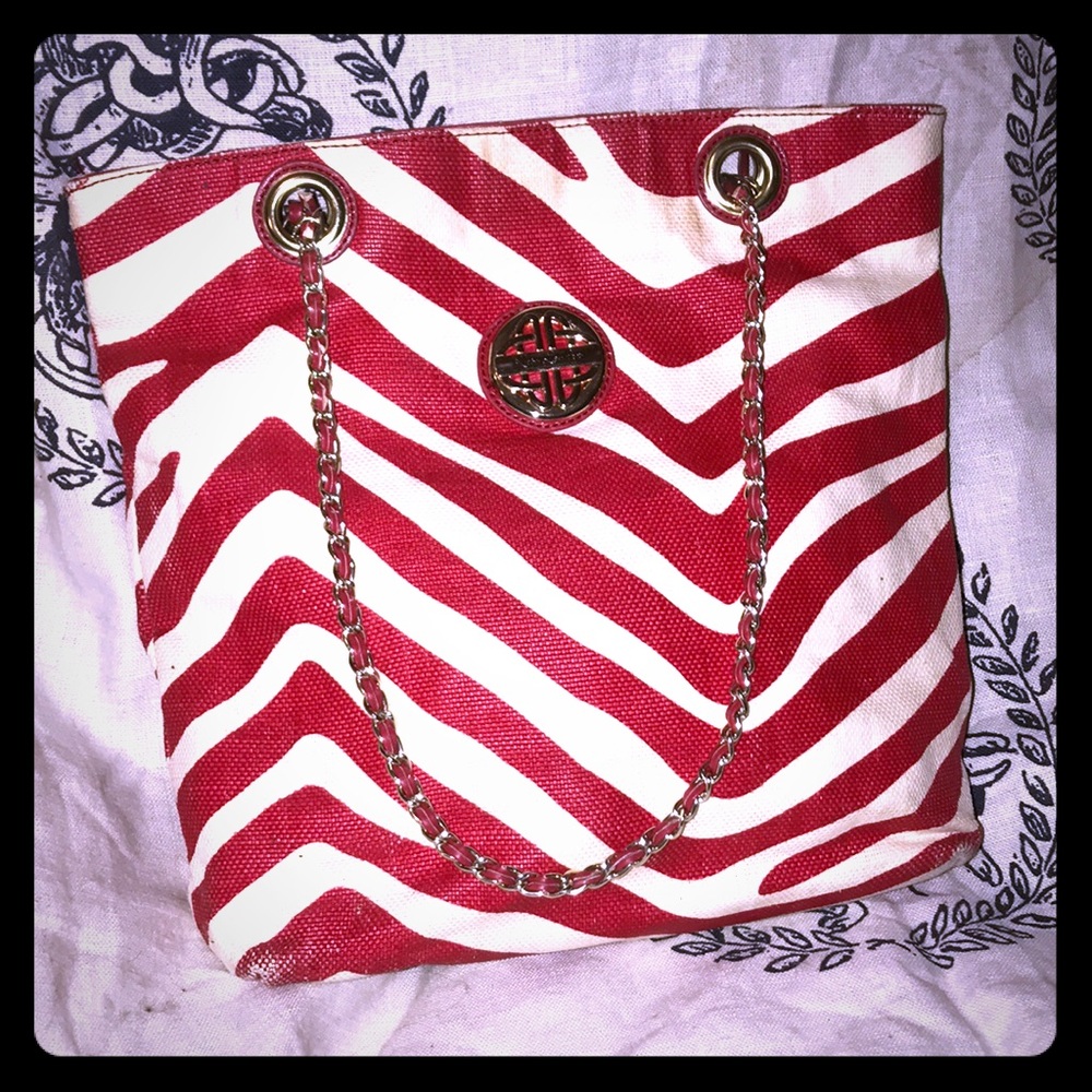 Kate Landry Red Zebra Tote